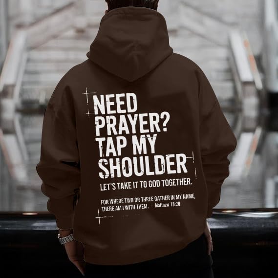 Christian Hoodies for Men Jesus Cross Casual Tops - color: Brown, size: XX-Large