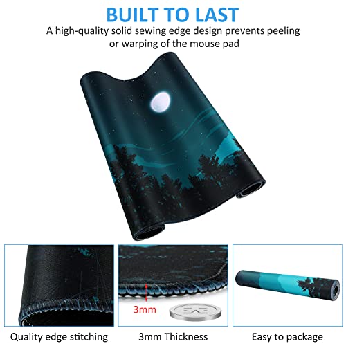 iCasso Extended Gaming Mouse Pad 35.4x15.7in Desk Pad,Silent Night - color: Silent Night