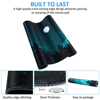 iCasso Extended Gaming Mouse Pad 35.4x15.7in Desk Pad,Silent Night - color: Silent Night