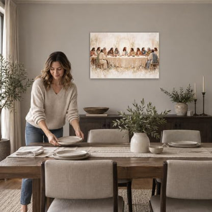 Bright Peaceful Last Supper Picture for Dining Room Christian Wall Art - color: Art-04, size: 40"L x 28"W