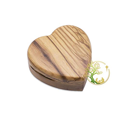 Heart box Olive wood Jewelry/Rosary Box made in the Holy Land. Wooden box Baptism, Confirmation, First communion | Trinket Keepsake box