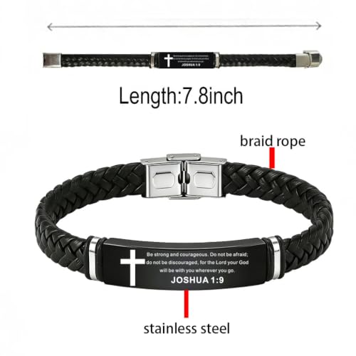 3Pcs Adjustable Christian leather Bracelets, WWJD Bracelet for Men - color: style 1