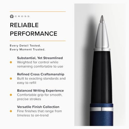 Cross Calais Rollerball Pen, Matte Metallic Midnight Blue, Black Ink - color: Matte Metallic Midnight Blue
