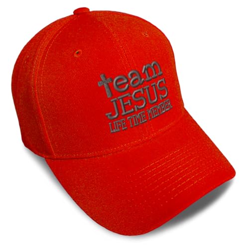 Custom Baseball Cap Team Jesus Life Time Member Christian God - color: Red Design Only