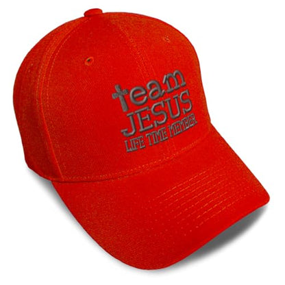 Custom Baseball Cap Team Jesus Life Time Member Christian God - color: Red Design Only
