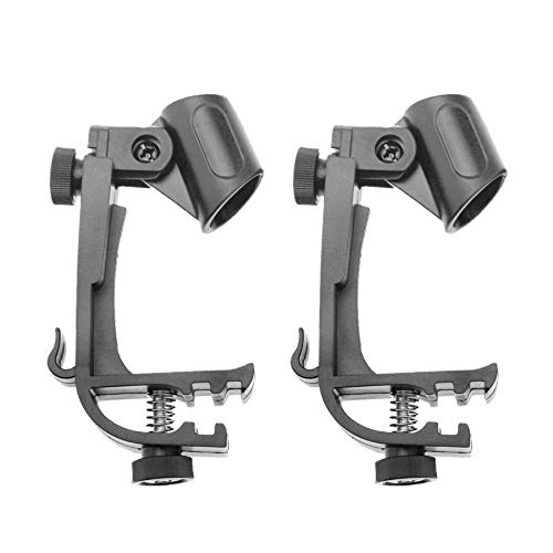 Adjustable Drum Rim Mic Clips, Microphone Mount Clamp (Pack of 2)