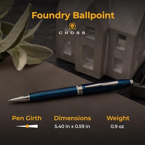 Cross Foundry Personalized Ballpoint Pen in Translucent Blue, Chrome Trim - color: Translucent Blue