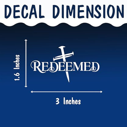 Set 2 Pcs Redeemed Rearview Mirror Decal Trust in God Stickers Christian Bible Inspiration Sticker Water Bottle Window Vinyl Waterproof 3x1,6 inch Car Decals Vinyl Sticker for Car - color: Redeemed Three Nails Cross
