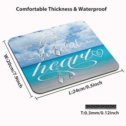 Begin Each Day with A Grateful Heart Mouse Pad, Tropic Beach Blue Desk Mat - color: Custom Designs Art 020