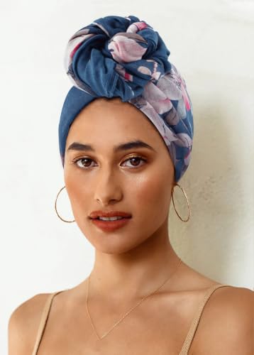 GERINLY Lightweight Scarves Fashion Print Cotton Feel Scarf for Women Shawl - color: Z-denim