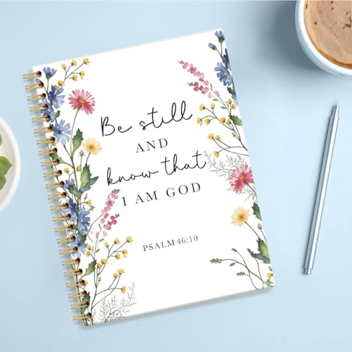 Be Still and Know that I Am God Ruled Spiral Notebook for Women - color: Multi & Blue