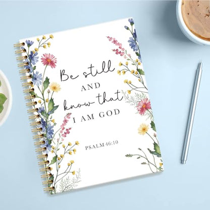 Be Still and Know that I Am God Ruled Spiral Notebook for Women - color: Multi & Blue