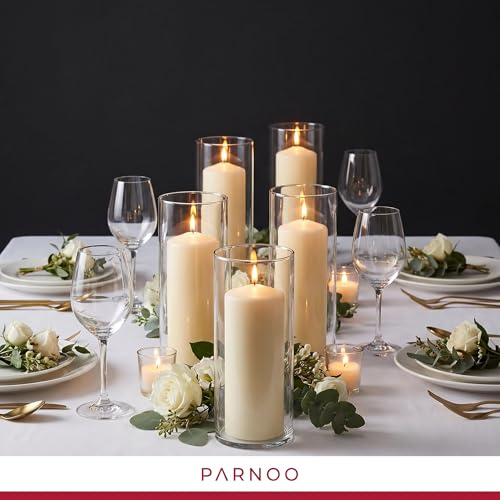 Unscented Pillar Candles - Set of 4 Ivory Candles - 3x6 Slow Burning Candles for Weddings & Table Centerpieces - Large Pillar Candles, PARNOO - color: Ivory