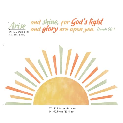DECOWALL Boho Sun Bible Verse Wall Stickers Decals - Isaiah 60:1 (SG2-2523)