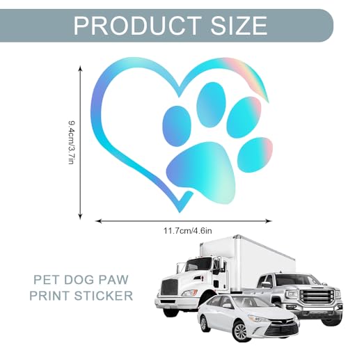 Pet Dog Paw Print Sticker, Car Window Decals, Dog Paw Love Heart Vinyl Car Decal, Auto Exterior Decoration Accessories Reflective Self-Adhesive Stickers for Window Laptop Wall - color: Colorful2