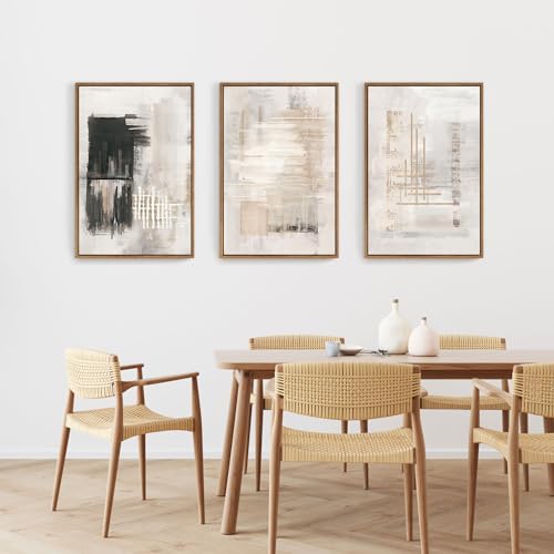 HPINUB Modern Abstract Canvas Art Prints, Black and White, 24"x36", 3-Pack, Neutral, Bedroom, Living Room, Office, Bathroom, Dining Room - color: Abstract Black and White Wall Art, size: 24"L x 36"W