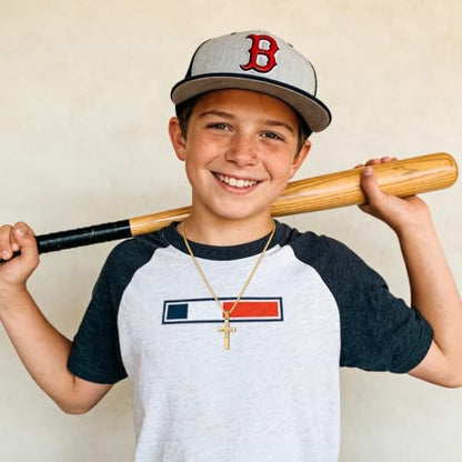 Baseball Cross Necklaces for Boys Men, Colourfast Stainless Steel Bible Verse Cross Chain Pendant Necklace Baseball Accessories Stuff Confirmation First Communion Gifts for Boys Teens - color: Gold