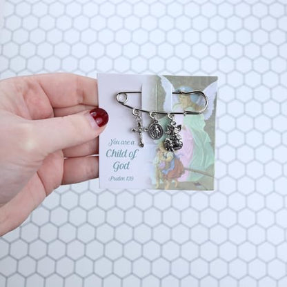Needzo Miraculous You Are A Child of God, Pslam 139 Bible Verse Brooch, Baptism and First Communion Gifts, 2.12 Inches