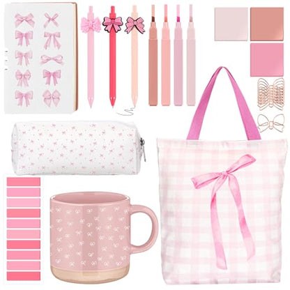 Reallnaive 25 Pcs Coquette Pink Bow Gift Set for Women Girl - color: Pink, style: Bow Tie