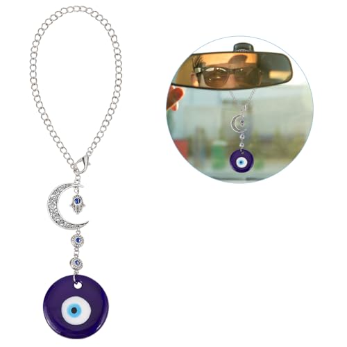 Blue Evil Eye Car Hanging Ornament Evil Eye Charms with Moon - color: Bule
