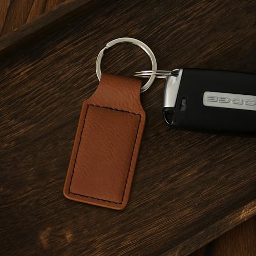 LaserGram Rectangle Keychain, Christian Cross, Personalized Engraving Included - color: Dark Brown