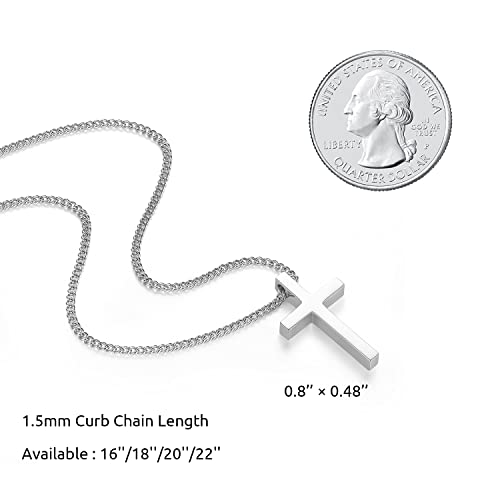REVEMCN Christian Black Gold Silver Cross Necklace for Boys & Men, 16-22" - color: Silver - 0.8'' × 0.5'' cross pendant, size: 16 inches