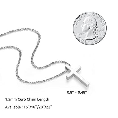 REVEMCN Christian Black Gold Silver Cross Necklace for Boys & Men, 16-22" - color: Silver - 0.8'' × 0.5'' cross pendant, size: 20 inches
