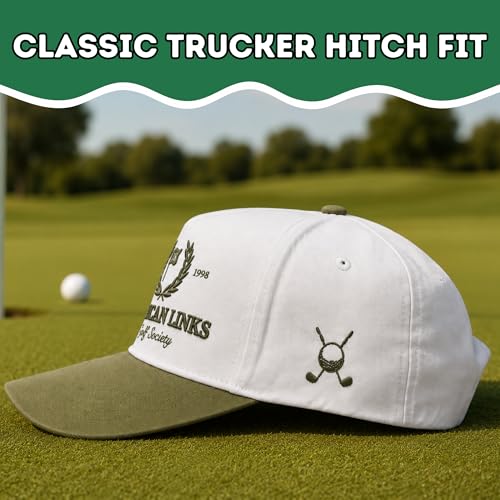 Trucker Hats for Men – Snapback Embroidered Design, Adjustable Fit – Funny Golf Hats, Fishing & Casual Wear - color: American Links