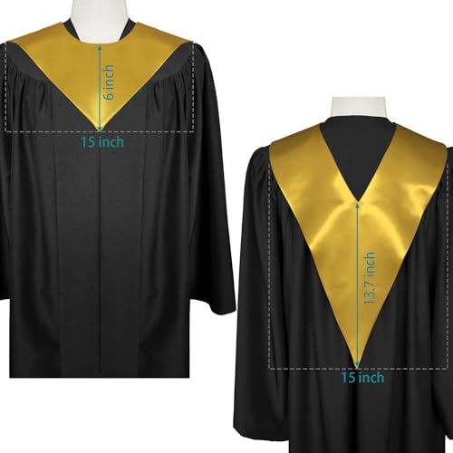 Premium Choir V Stole - Solid Color - Satin - Unisex - color: Gold