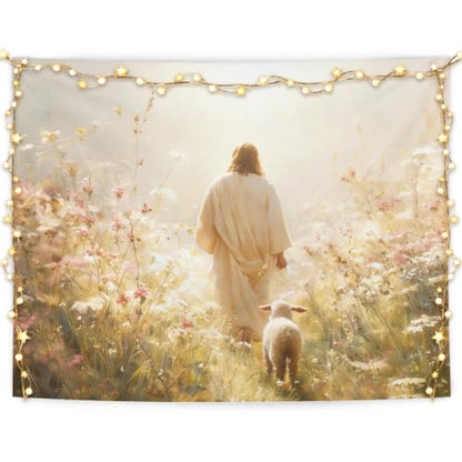 MOLYUB Christian Jesus and Lamb Tapestry for Church Room Bedroom 50x60 - color: Jesus in Light