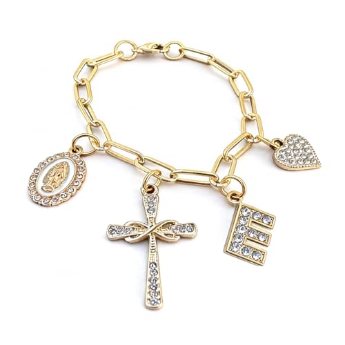 Cross Steering Wheel Charm Initial Letter E Car Jewelry Interior Decor - color: Initial E