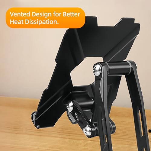 All-Metal Cell Phone Stand 360° Rotatable & Height Adjustable - 25KG Super Load-Bearing, Foldable Desk Stand for Phone, Compatible with iPhone 17/16/15/14, Nintendo Switch, Black - color: C-Quad-Fold - Black