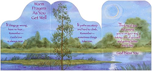 Designer Greetings Warm Prayers: Stream and Crescent Moon Die Cut Z-Fold Religious Get Well Card