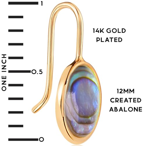 Abalone Earrings for Women - Dainty Drop Bezel Dangle Earrings - color: 12mm - 14K Gold Plated