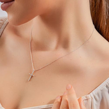Luxval Cross Necklace for Women -Dainty 14K Gold Plated Cross Necklace Layered Gold Cross Necklace Cross Choker Necklace Gold Cross Necklaces for Women Trendy Gold Jewelry Gifts for Women - color: Silver--Cross
