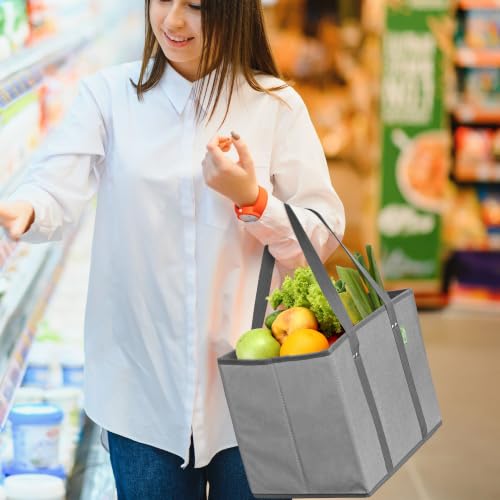 Reusable Grocery Bags (3 Pack) – Heavy Duty Shopping Bags, Gray - color: Gray
