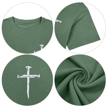 Jesus Oversized Shirts Women Christian Faith Tee Religious Bible Verse Tops - color: Green, size: X-Large