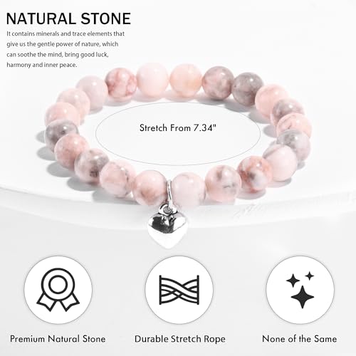 VIBILIA Cross Beaded Bracelets for Women, Birthday Gifts - color: B 2. Heart - Pink Zebra
