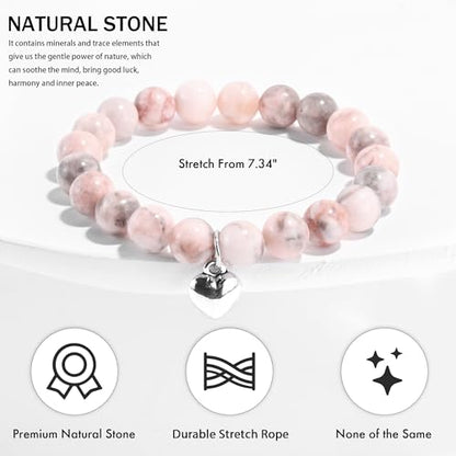 VIBILIA Cross Beaded Bracelets for Women, Birthday Gifts - color: B 2. Heart - Pink Zebra