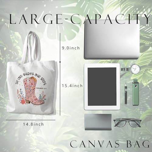 Christian Canvas Tote Bag, Western Cowboy Boot Bible