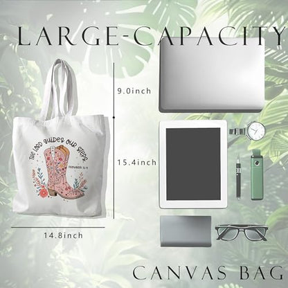 Christian Canvas Tote Bag, Western Cowboy Boot Bible