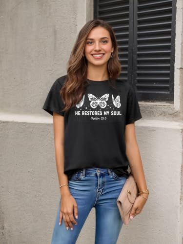 Women Christian Faith T Shirts - color: 3black, size: Medium