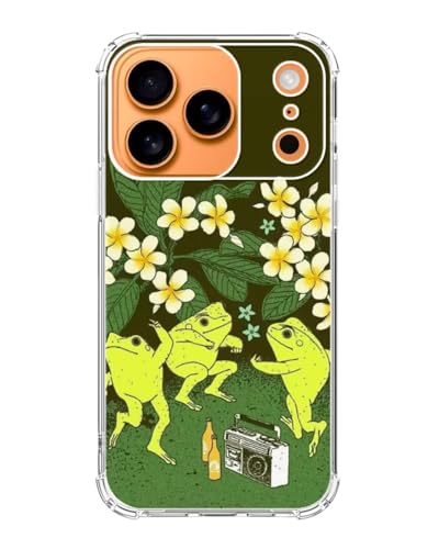 Dancing Frogs Phone Case Compatible with iPhone 17 Pro, Hippie Trippy Toad Phone Cover for iPhone 17 Pro - color: Cute Frog