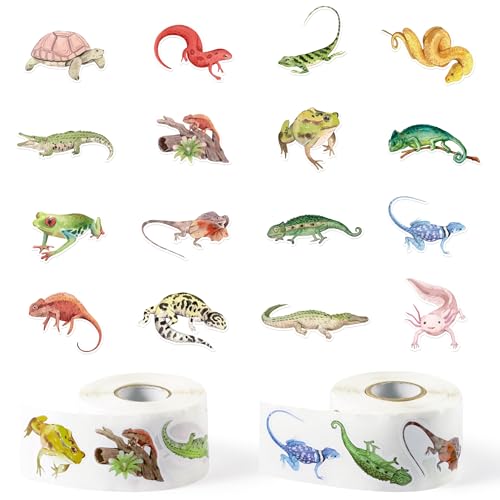 Realistic Reptile Sticker Rolls, 1000Pcs Watercolor Reptile Animals - style: Relistic Reptile Animal