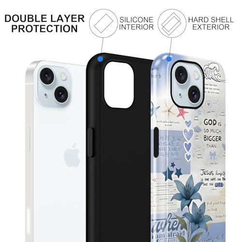 Cute Jesus Flower Phone Case for iPhone 15 6.1'' - color: Lily bible verses collage, size: iPhone 15