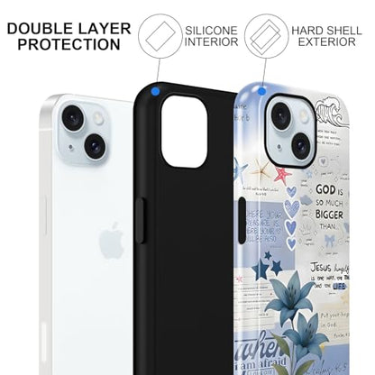 Cute Jesus Flower Phone Case for iPhone 15 6.1'' - color: Lily bible verses collage, size: iPhone 15