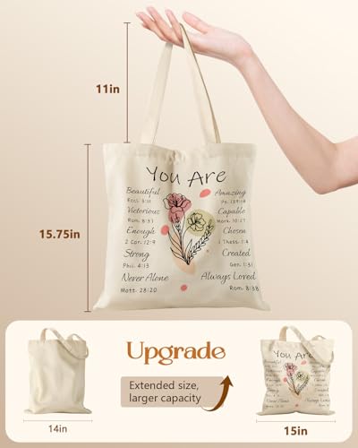 Miss Adola Canvas Tote Bag for Women with Zipper, Purple Flower Bible - color: Purple Flower Bible