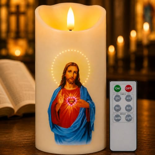 Flameless LED Devotional Prayer Candle with Automatic Timer