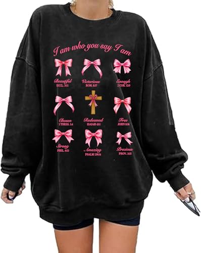 Christian Sweatshirts For Women Oversize Daisy Print Sweatshirts - color: Black, size: Medium