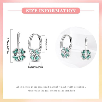 925 Sterling Silver Cute Animal Unique Huggie Hoop Earrings for Women - color: Four Leaf Clover